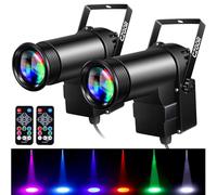 Pinspot - Confezione da 2 luci a sfera da discoteca da 15 W DMX RGBW con telecomando, DMX512, faretto a perno attivato dal suono, per feste, matrimoni, DJ e spettacoli