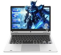 PINSTONE 11,6 Pollici Laptop - Celeron N4020 6 GB di RAM 128 GB di SSD, PC portatile touch pieghevole a 360°, 2,4/5 GHz WiFi, Bluetooth 4.2, W 11P, Mini HDMI, Small Laptop Extension SD - Argento