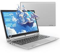 PINSTONE 11,6 Pollici Laptop - Celeron N4020 6 GB di RAM 128 GB di SSD, PC portatile touch pieghevole a 360°, 2,4/5 GHz WiFi, Bluetooth 4.2, W 11P, Mini HDMI, Small Laptop Extension SD - Argento