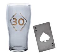 Pinta Birra Vetro E Apribottiglie Set - Compleanno - 30th