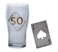 Pinta Birra Vetro E Apribottiglie Set - Compleanno - 50th