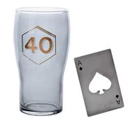 Pinta Birra Vetro E Apribottiglie Set - Compleanno - Scelta Età