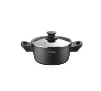 Pintinox Casseruola Fonda con coperchio in Alluminio Forgiato Energy, Adatto l'Induzione, Interno Antiaderente, Manico Soft Touch, Nero, Diametro 24 cm