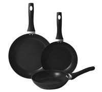 PINTINOX K-Black Ecotech Set 3 padelle 20,24 e 28 cm con rivestimento ecologico antiaderente senza PFAS, PFOA, PTFE nichel free, adatte a tutti i piani cottura compresa l’induzione