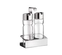 PINTINOX Prima Collection, Oliera 2 Pezzi (Olio e Aceto) in Acciaio Inox e Vetro con Sistema Salva Goccia
