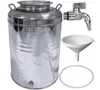 Pinto FERRAMENTA Bidone Fusto Contenitore Olio Vino Ziro in Acciaio Inox Tanica con Rubinetto Imbuto e Guarnizione in Omaggio Made in Italy (15 Litri)