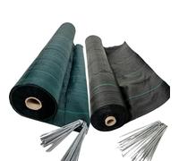 PINTO FERRAMENTA E-COMMERCE Telo Pacciamatura Anti Erbaccia Antialghe per Campeggio Piante Ortaggi Orto Giardino Calpestabile Riutilizzabile Verde o Nero con 20 Picchetti in Omaggio (1x75mt, Verde)