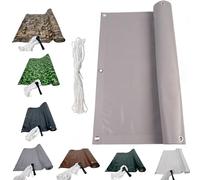 Pinto Ferramenta Frangivista Balcone PVC Telo Copri Ringhiera Striscia Impermeabile Anti-UV Occhiellato Frangivento Privacy Schermatura Recinzione Terrazzo Giardino con Accessori (H90X6MT,Grigio)