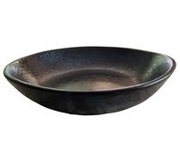 PintoCer - 2 x Piatti Fondi in Gres, 22 cm, Ciotola per zuppa, pasta, insalata o cereali, colore: nero