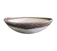 PintoCer - 2 x Piatti Fondi in Gres, 23 cm, Ciotola per zuppa, pasta, insalata o cereali, bianco e marrone