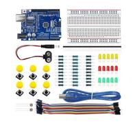 PintoHardware Kit di avviamento elettronico compatibile con Arduino UNO R3 e DIY, scheda di sviluppo, protoboard 400 punti, LED, resistenze, cavi Dupont e kit pulsanti