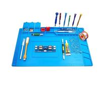 PintoHardware Tappetino in silicone blu 35 cm x 25 cm, resistente al calore, con scomparti e area magnetica per progetti e apparecchi di riparazione