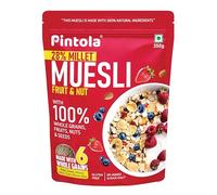 Pintola Fruit & Nut Muesli with 28% Millet & 68% Wholegrains, 400gm, Healthy-Fruity Breakfast cereal with 6 nuts, dried fruits & Dates, No Preservatives Rich in Dietary Fibre & Protein
