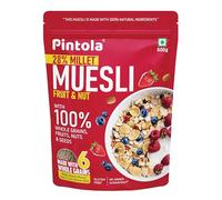 Pintola Fruit & Nut Muesli with 28% Millet & 68% Wholegrains, 800gm, Healthy-Fruity Breakfast cereal with 6 nuts, dried fruits & Dates, No Preservatives