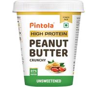 Pintola High Protein All Natural Peanut Butter Unsweetened 37% Protein Imported Whey Protein and Roasted Peanuts, Crunchy, 1kg