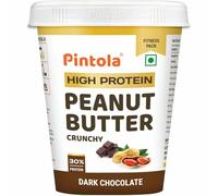 Pintola High Protein Peanut Butter, Dark Chocolate, Crunchy, 1kg, 30% Protein High Fibre No Salt