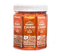 Pintola Peanut Chikki Jar Pack of 24 Pcs, 22+2 Chikki Extra, 100% Natural Peanut Bar, Made with Jaggery, No Preservatives, Gluten Free, Indian Sweets Gajak, 28gm Each x 24 = 672gm