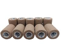 PintoMed - BENDAGGIO COESIVO -10 x BEIGE - garza elastica - 10 rotoli x 7,5 cm x 4,5 m autoadesiva flessibile bende, primo soccorso - Wrap Cohesive Bandage - Confezione da 10
