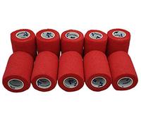 PintoMed - Bendaggio Coesivo -10 x ROSSO - garza elastica - 10 rotoli x 7,5 cm x 4,5 m autoadesiva flessibile bende, primo soccorso - Wrap Cohesive Bandage - Confezione da 10