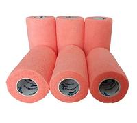 PintoMed Bendaggio Coesivo - 6 x Arancione - garza elastica - 6 rotoli x 10 cm x 4,5 m autoadesiva flessibile bende, primo soccorso - Wrap Cohesive Bandage - Confezione da 6