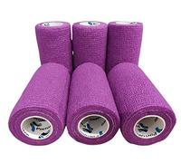 PintoMed - Bendaggio Coesivo - 6 x VIOLA - garza elastica - 6 rotoli x 10 cm x 4,5 m autoadesiva flessibile bende, primo soccorso - Wrap Cohesive Bandage - Confezione da 6