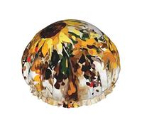 Pintura al óleo Girasol Impreso Gorro de ducha Gorro de pelo Gorro de baño reutilizable Gorros de ducha impermeables para mujeres Todas las longitudes de cabello