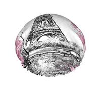 Pintura al óleo París Torre Eiffel Impreso Gorro de ducha Gorro de pelo Gorro de baño reutilizable Gorros de ducha impermeables para mujeres Todas las longitudes de cabello
