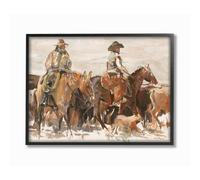 Pintura del oeste de la granja de vaqueros y caballos de Stupell Industries