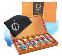 Pinturale Set Acquerelli Professionali | Kit Acquerello Premium con 24 Colori Grandi + Scatole Di Legno + Panno | Acquarelli Professionali Per Artisti