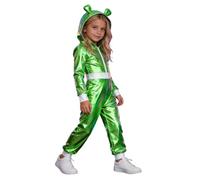 PINTUTU Bambina Bambini Costume Alieno Lucido Metallizzato Tute Intere Body Jumpsuit Intero Body Leotard Halloween Abbigliamento Danza Bello Vestito Stella Cometa