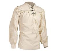 PINTUTU Battle-Merchant Ludwig - Camicia Medievale da mercante - Uomo - Abbigliamento da Vichingo per Giochi di Ruolo dal Vivo (Larp) cotone camicia camicia uomo