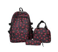 PINTUTU Bow Backpack 3Pcs Set For Girls, Preppy Daypack & Shoulder Bag Handbags, Kawaii Bow Nylon School Bags Crossbody Bag, For Teen, College, Primary And Secondary (Black)