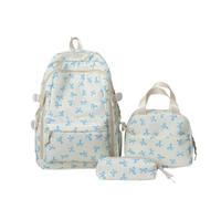 PINTUTU Bow Backpack 3Pcs Set For Girls, Preppy Daypack & Shoulder Bag Handbags, Kawaii Bow Nylon School Bags Crossbody Bag, For Teen, College, Primary And Secondary (Black)