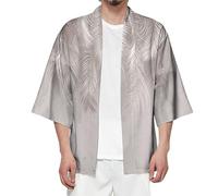 PINTUTU Camicia Camicetta Top Uomo Estate Giapponese Cinque Punti Maniche Kimono Cardigan a Maniche Corte con Stampa di Fiori di ciliegio da uomocotone Camicia Camicia Uomo