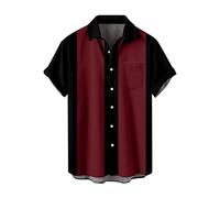 PINTUTU Camicie da Bowling con Bottoni e Bottoni, Stile Rockabilly Anni '50 a Maniche Corte, Estate Top Cubano Hawaiian Camicia