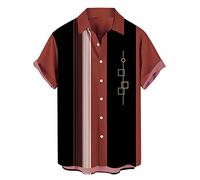 PINTUTU Camicie da Bowling con Bottoni e Bottoni, Stile Rockabilly Anni '50 a Maniche Corte, Estate Top Cubano Hawaiian Camicia