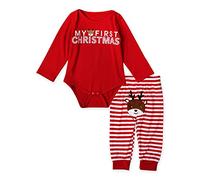 PINTUTU Completo Natalizio Neonato My First Christmas Outfit Vestito Natale Neonato Costume Natale Neonati Natalizio Body + Pantaloni Abbigliamento Neonati Natales 0-24 Mesi