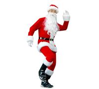 PINTUTU Costume da Babbo Natale, per Uomo Adulto Vestito da Babbo Natale 8 Pezzi, Professionale Taglie Forti Vestito di Natale Festa di Natale,per Uomo Adulto Vestito da Natale Deluxe Natalizi