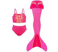 PINTUTU Costume Intero con Maniche Lunghe 2-13 Anni Costume da Bagno Tre Pezzi Colorata Ragazza con Bikini Cosplay Ragazza Sirene Bikini Bambina costume da bagno sirenetta bambina