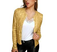 PINTUTU Giacca con Paillettes da Donna in Stile Bolero - Giacca Corta Aperta con Glitter per Occasioni Festive | Elegante Blazer per Abiti da Sera E Feste Felpa Donna