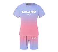 PINTUTU Maglia Uomo Set Gradiente Con Stampa Milano Italy T-Shirt E Pantaloncini Comodi Manica Corta Traspiranti Ideali Per Tempo Libero Vacanze E Outfit Estivi
