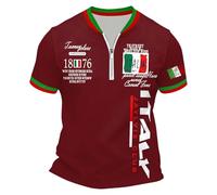 PINTUTU Maglietta Polo Uomo E Chiusura con Cerniera Maniche Corte Vintage Bandiera Italia in Cotone Traspirante per Stile Casual Confortevole L'Italia Nera Polo T-Shirt Magliette da Lavoro Uomo