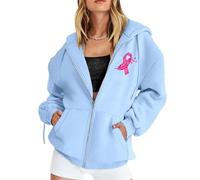 PINTUTU Maglione da Donna con Cappuccio in Pile con Chiusura Lampo, A Maniche Lunghe, per Il Mese di Coscienza del Cancro al Seno, Casual, Caldo, per Sport Invernali