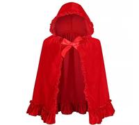 PINTUTU Mantello Festivo Cappuccetto Rosso in Velluto, Bordo di Pizzo, Ideale per Halloween E Natale, Cosplay per Bambini E Donne, Rosso E Vino, Costume da Babbo Natale per Adulti