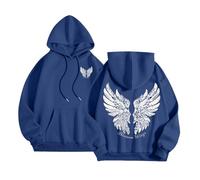 PINTUTU Oversize Felpa con Cappuccio da Donna Elegante E Morbida Felpa con Cappuccio Paillette Angeli Autunnali Invernali Colore Bianco alla Moda Jumperpullover