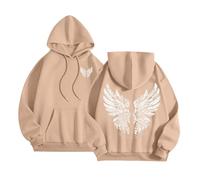 PINTUTU Oversize Felpa con Cappuccio da Donna Elegante E Morbida Felpa con Cappuccio Paillette Angeli Autunnali Invernali Colore Bianco alla Moda Jumperpullover