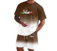 PINTUTU Tuta Uomo Completa - Estivi Uomo 2 Pezzi Tuta Girocollo Tee Shirt A Manica Corta E Pantaloncino Con Tasche Coulisse Set Completino Morbido Comodo Taglio Sportiva Tute Uomo Ginnastica Casual