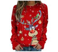 PINTUTU Ugly Christmas,Maglione Natalizio Donna Casual Confortevole Bicchiere di Natale Stampa Collare Tondo A Maniche Lunghe Felpa,Maglione di Natale,Maglia Natale Natalizi