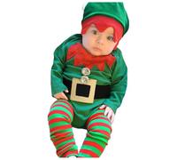 PINTUTU Vestito Elfo Bambino Il Mio Primo Natale Pagliaccetto Neonato Pantaloni Costume Elfo Tutine Neonato Regalo Natale Maglione Natalizio per Feste Costume di Natale Rosso