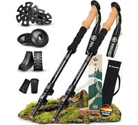 Pinuquest Bastoni da trekking telescopici in alluminio (260 g) - per 95 - 200 cm di altezza, bastoncini da trekking con manico ergonomico in sughero e 4 inserti per ogni terreno, bastoncini da nordic